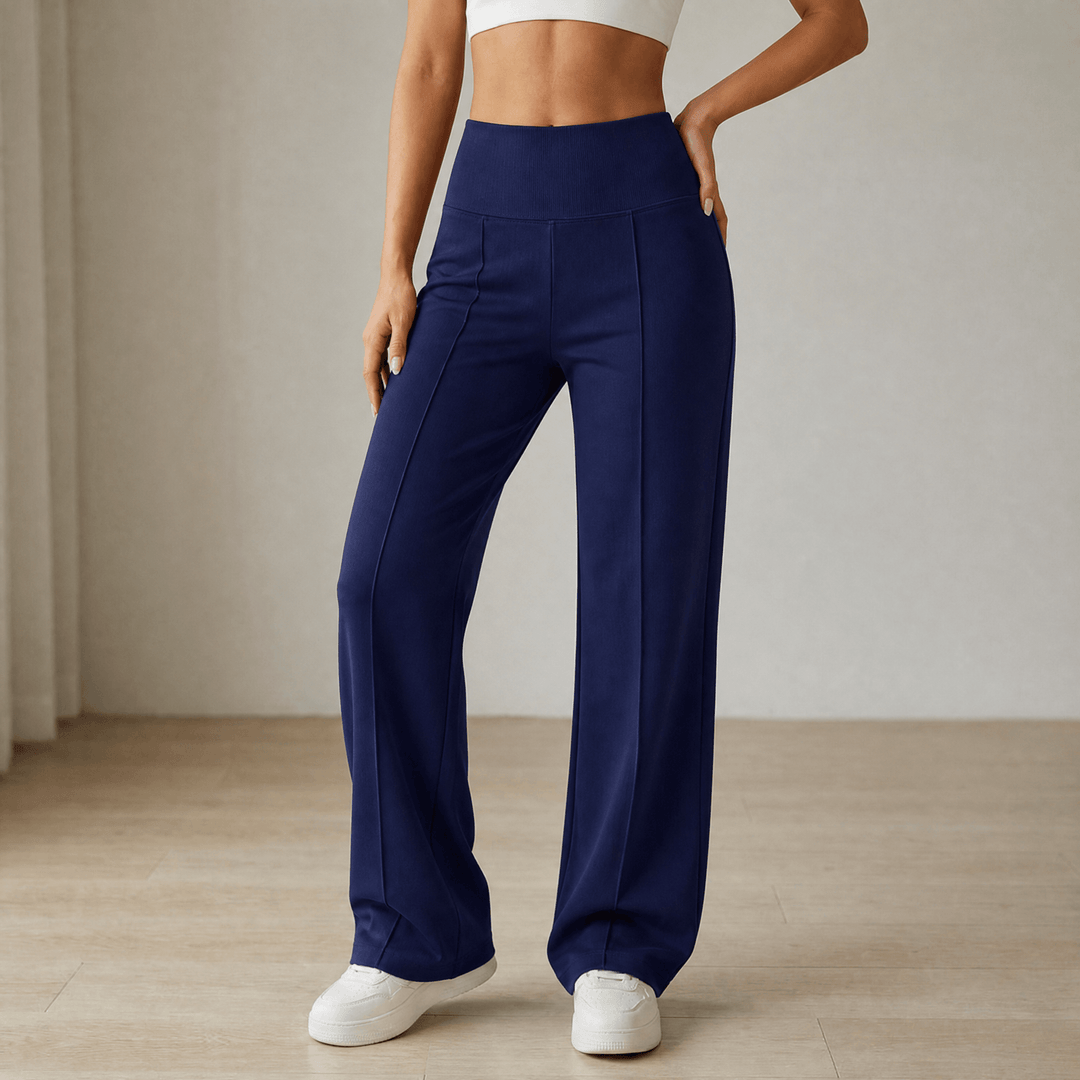 Elyra – Damskie Spodnie Yoga z Szerokimi Nogawkami i Krzyżowym Pasem