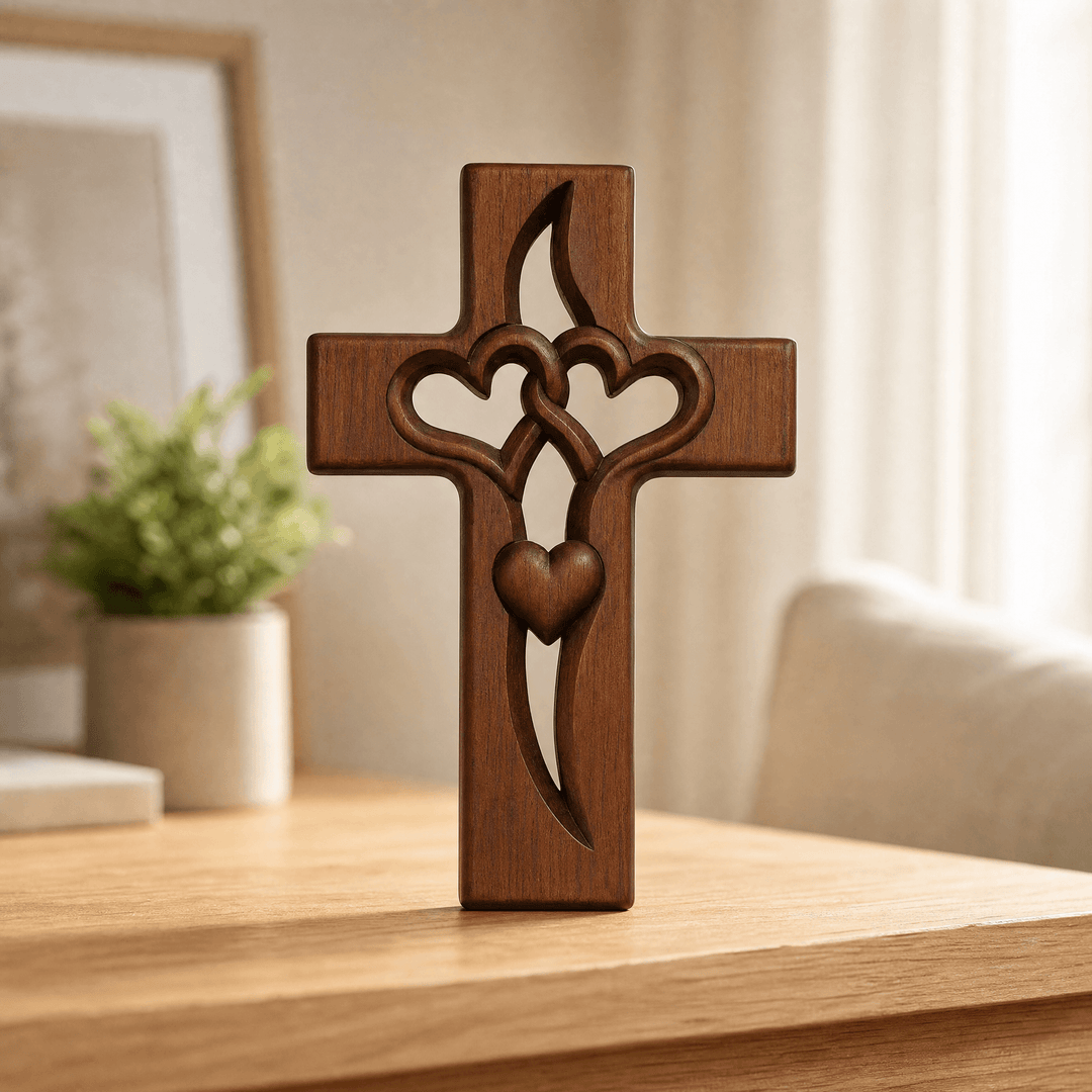 Everheart - Krzyż z Splecionymi Sercami na Ścianę