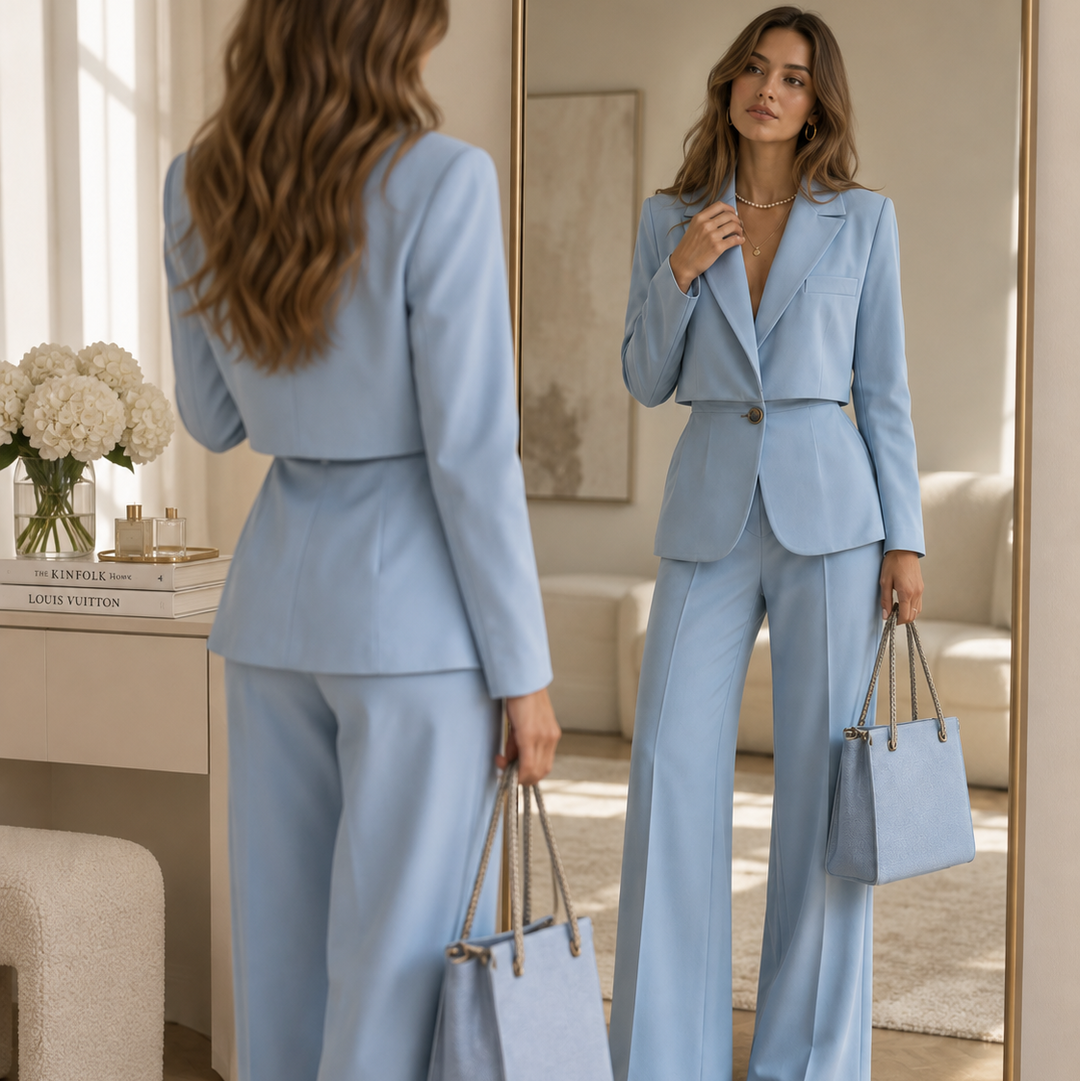 Wearbella – Żakiet z klapami i zestaw spodni w warstwowym wyglądzie