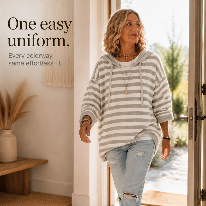 Wearbella – Oversized Sweter w Paski z Kapturem