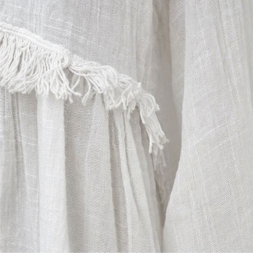 Wearbella – Bluzka z frędzlami, dekolt w serek, długi rękaw