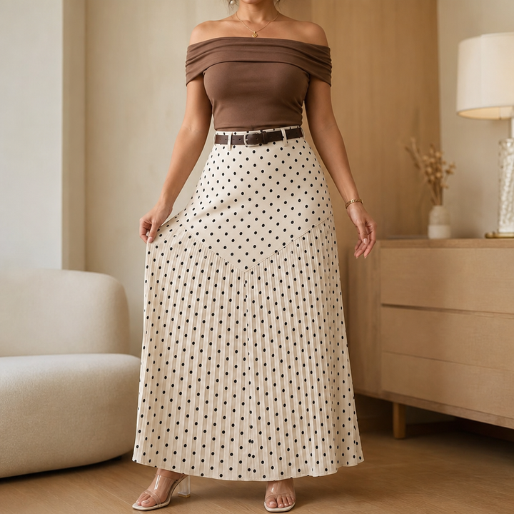 Wearbella – Spódnica midi w kropki z plisami w kształcie litery A