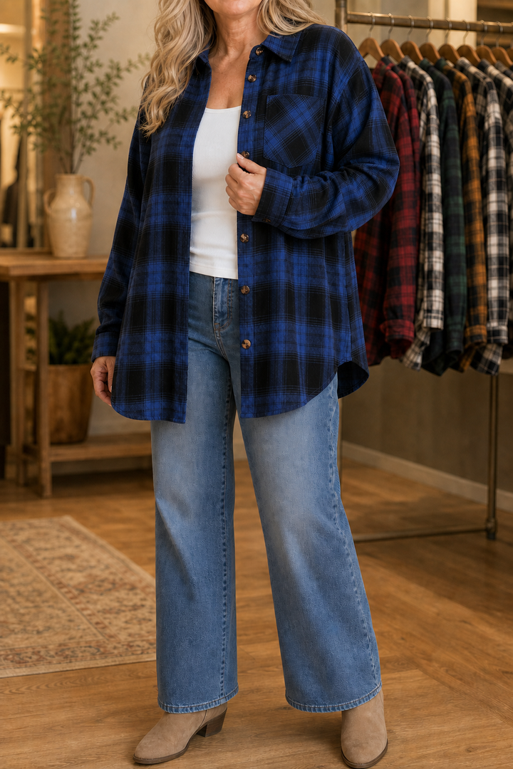 Overshirt &amp; Co – Oversized Koszula Flanelowa w Kratę Buffalo