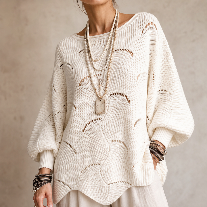 Wearbella – Sweter z Hollow Wave i rękawem Batwing