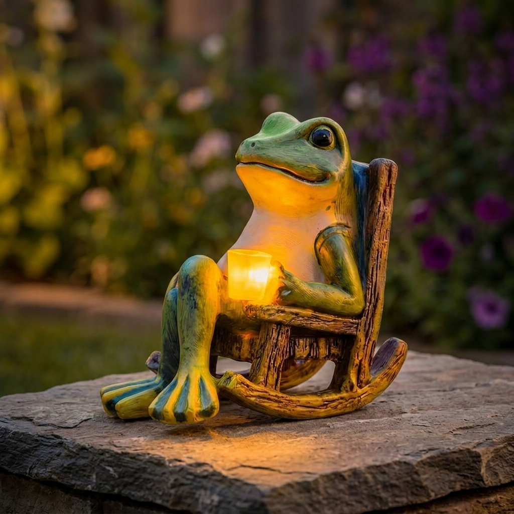 Glowfrog - świecąca żaba ogrodowa w bujanym fotelu