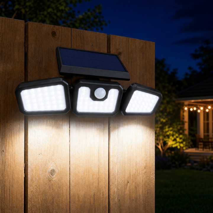 Northwall – Solarna lampa ścienna z 3 głowicami i czujnikiem ruchu