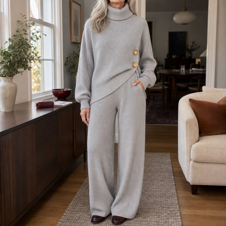 Wearbella – Zestaw dzianinowy z asymetrycznym dołem i golfem