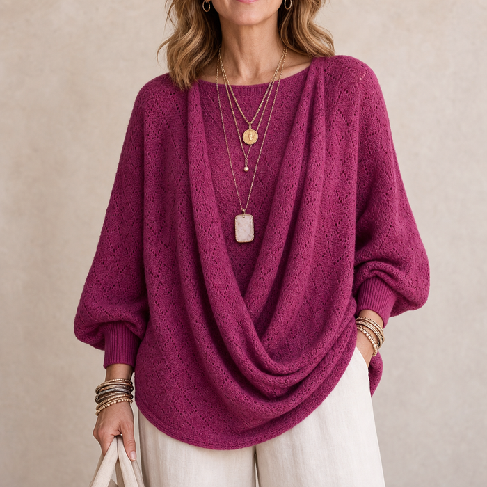 Cowl & Bloom – Dzianinowy top z dekoltem w serek w diamentowy wzór