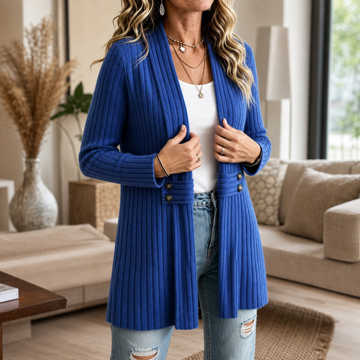 Wearbella – Kardigan z prążkowanej dzianiny z otwartym przodem
