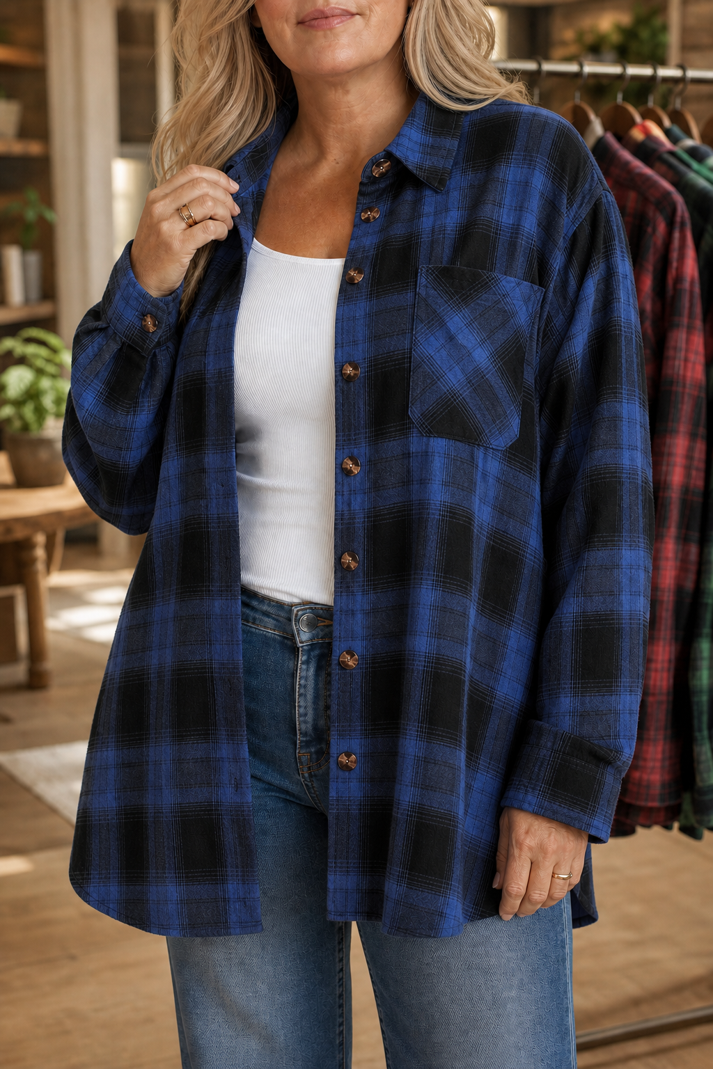 Overshirt &amp; Co – Oversized Koszula Flanelowa w Kratę Buffalo