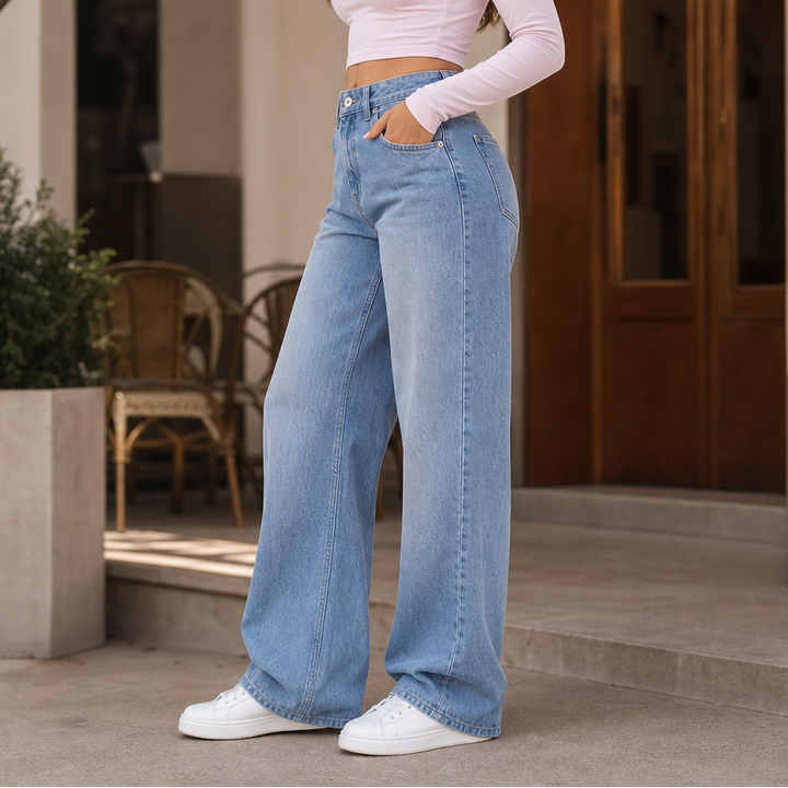 Longline Denim – Jeansy z wysokim stanem i szerokimi nogawkami