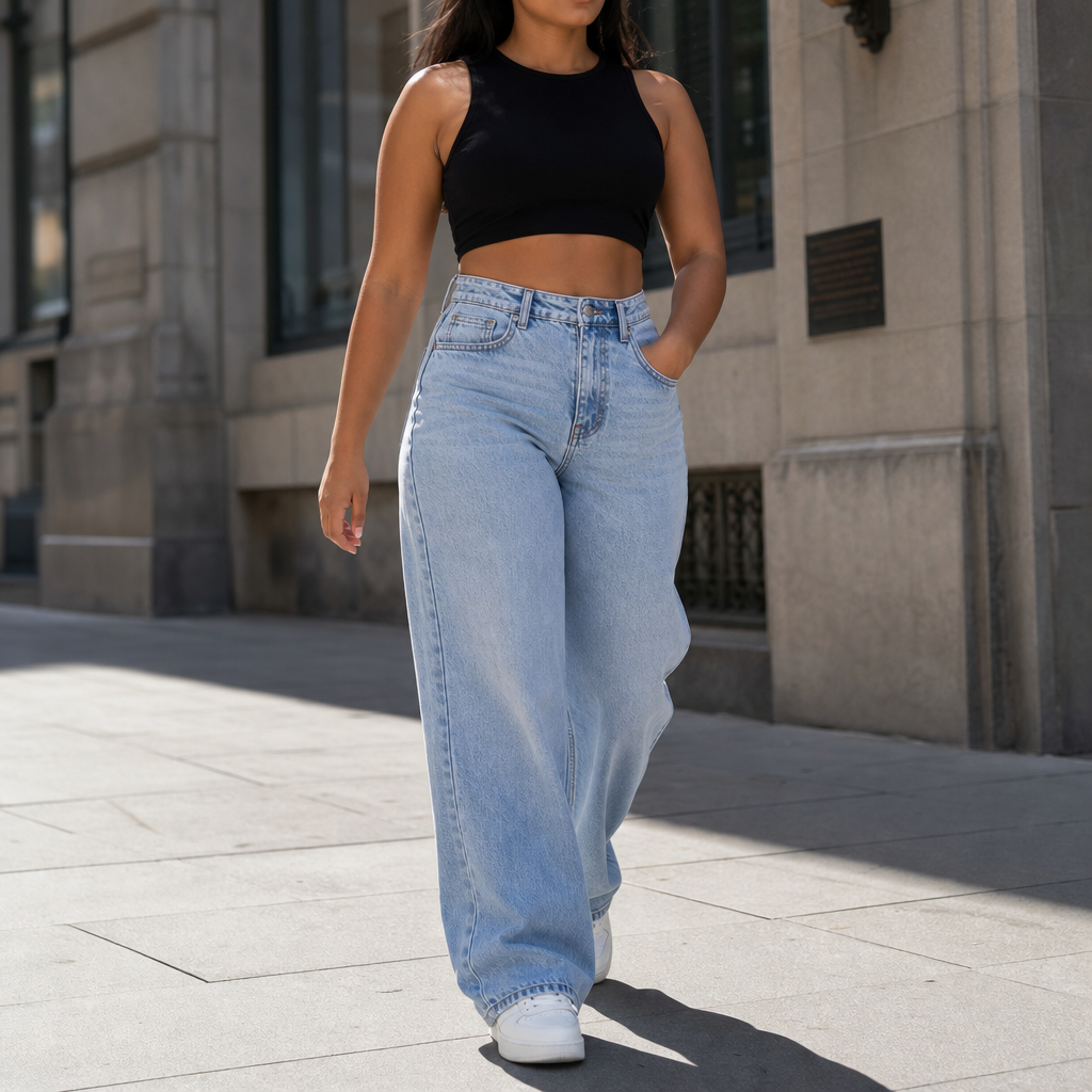 Vela Denim – Jeansy o wysokim stanie i prostych nogawkach