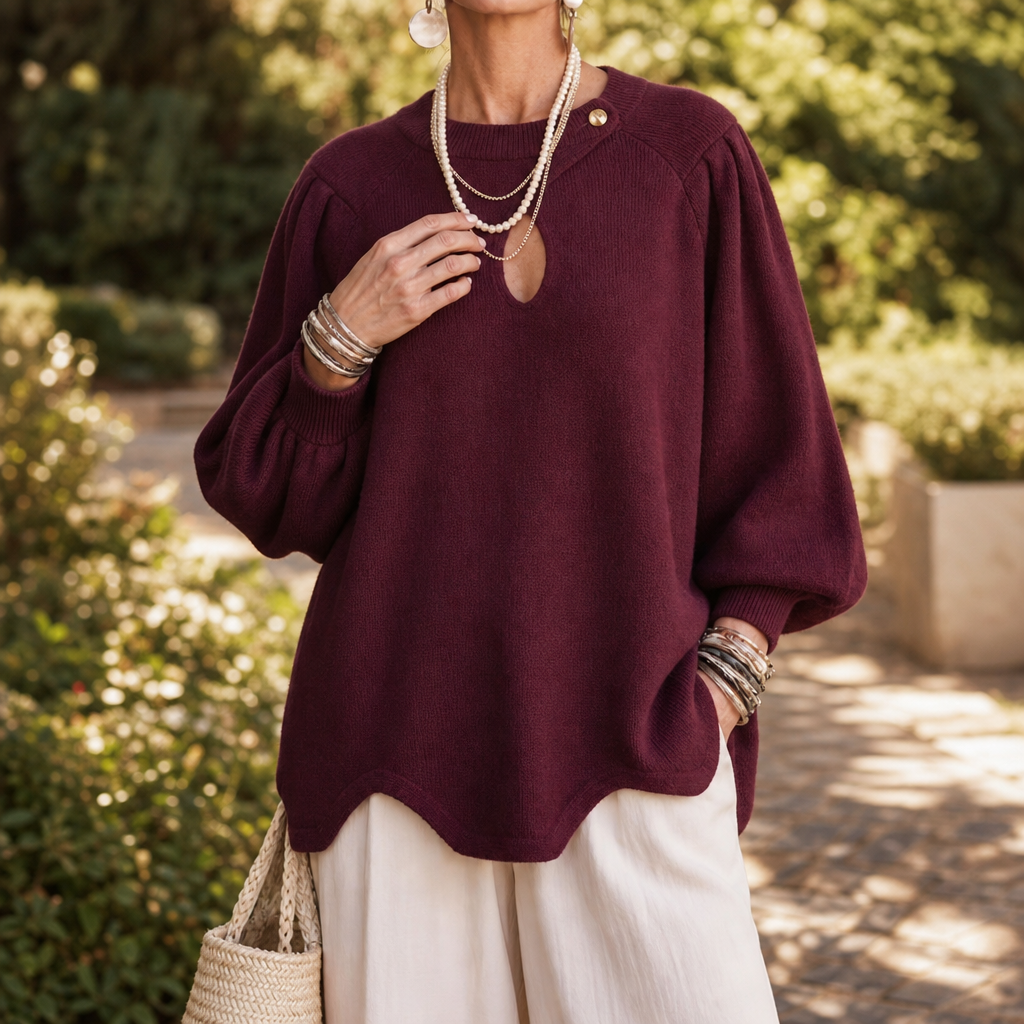 Wearbella – Sweter z wycięciem w kształcie łzy i rękawami lampionowymi