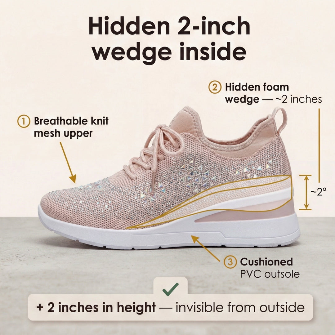 Stellara – Damskie sneakersy na koturnie z kryształkami