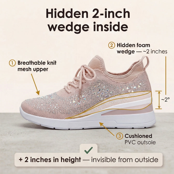 Stellara – Damskie sneakersy na koturnie z kryształkami