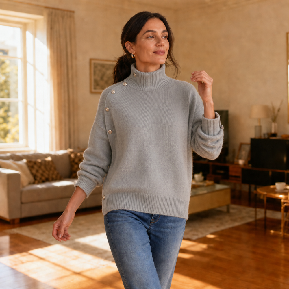 Marlowe – Sweter z wykończeniem na złote guziki w rozmiarze oversize
