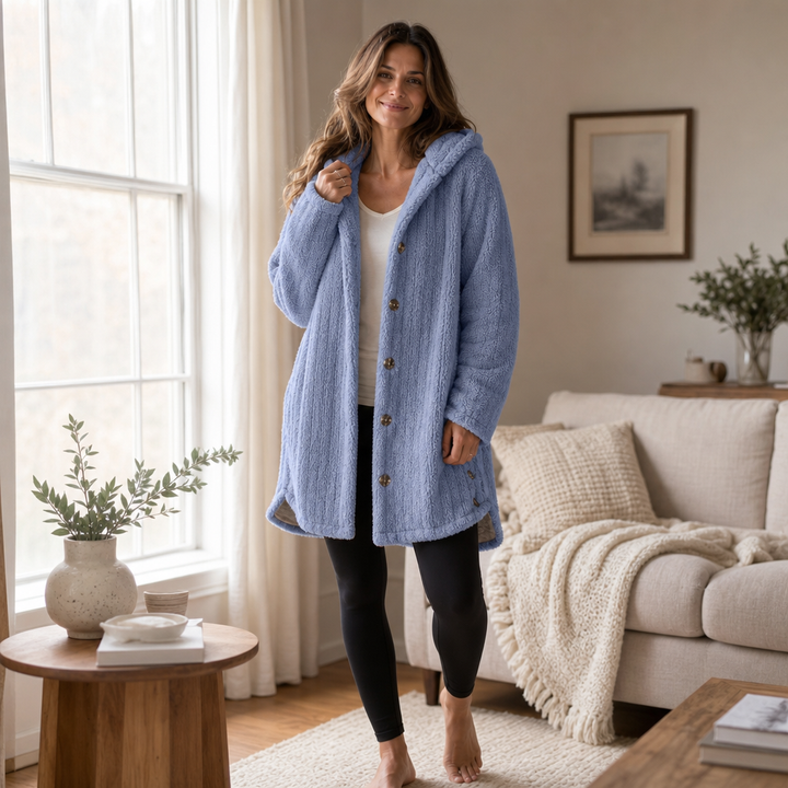 Wearbella – Kardigan z kapturem i guzikami, gruby splot