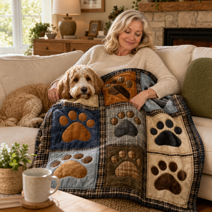 Pawhaven – Drukowany Koc Fleece w Wzór Łap