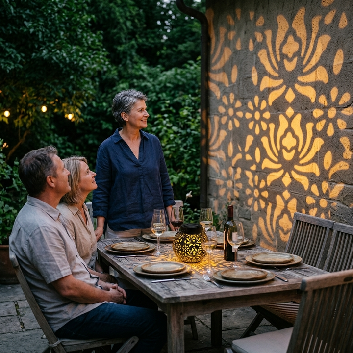 Lumivine – Solarna Lampa Wisząca z Kwiatowym Wzorem Cieni