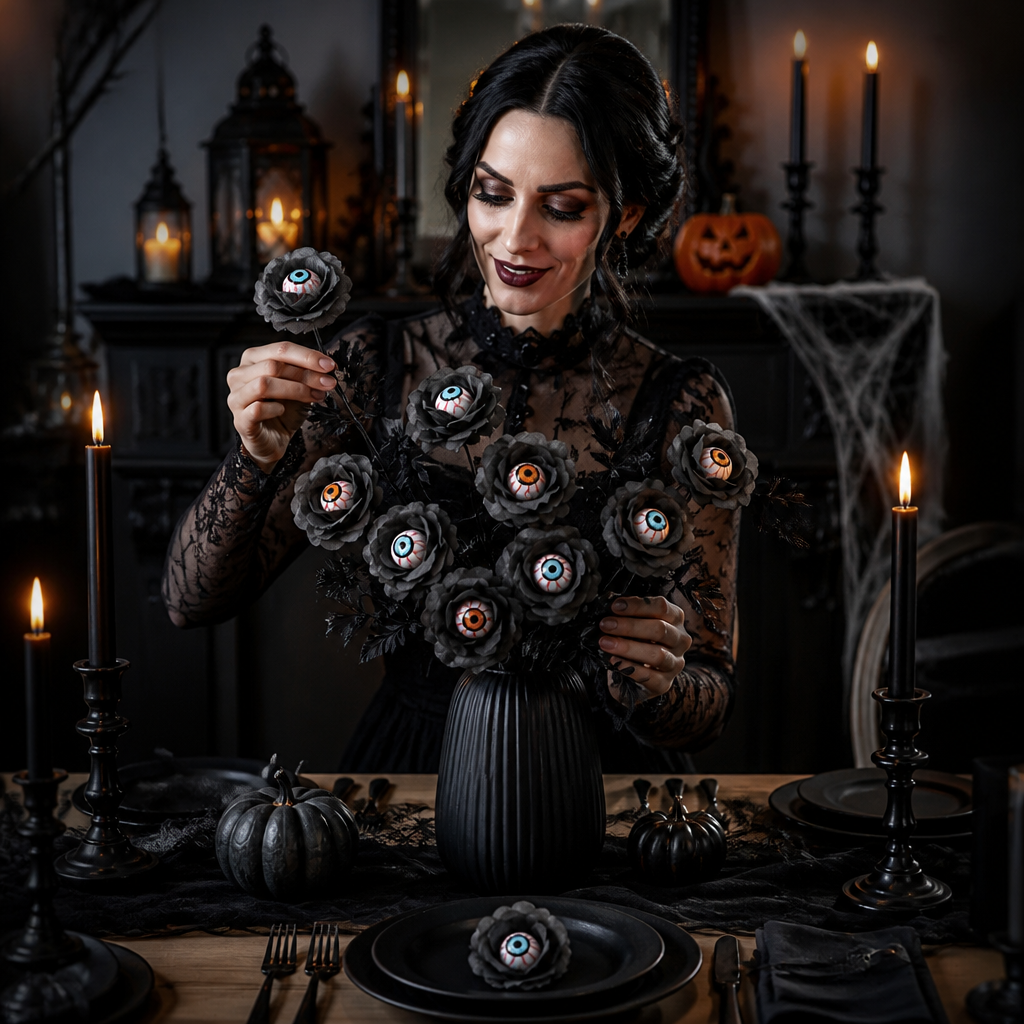 Occulis – Sztuczna Róża z Oczkiem na Stanie (2 Łodygi)