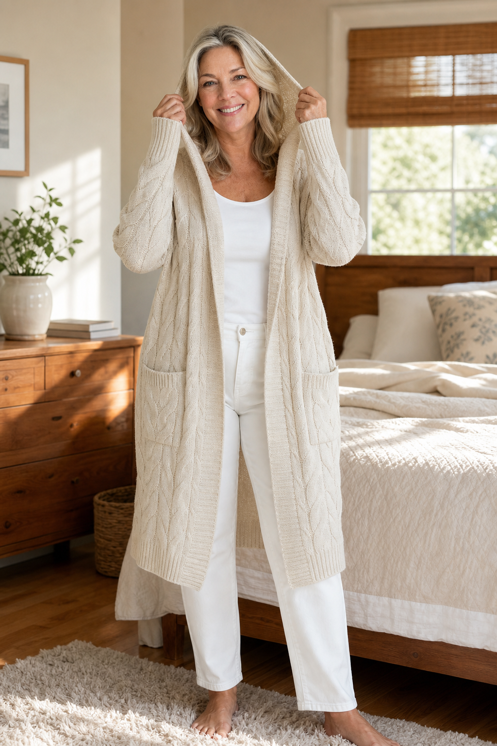 Wearbella – Kardigan z kapturem i grubym splotem
