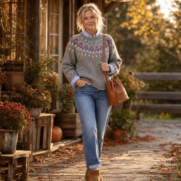Mayfair Isle – Sweter z okrągłym dekoltem i wzorem Fair Isle