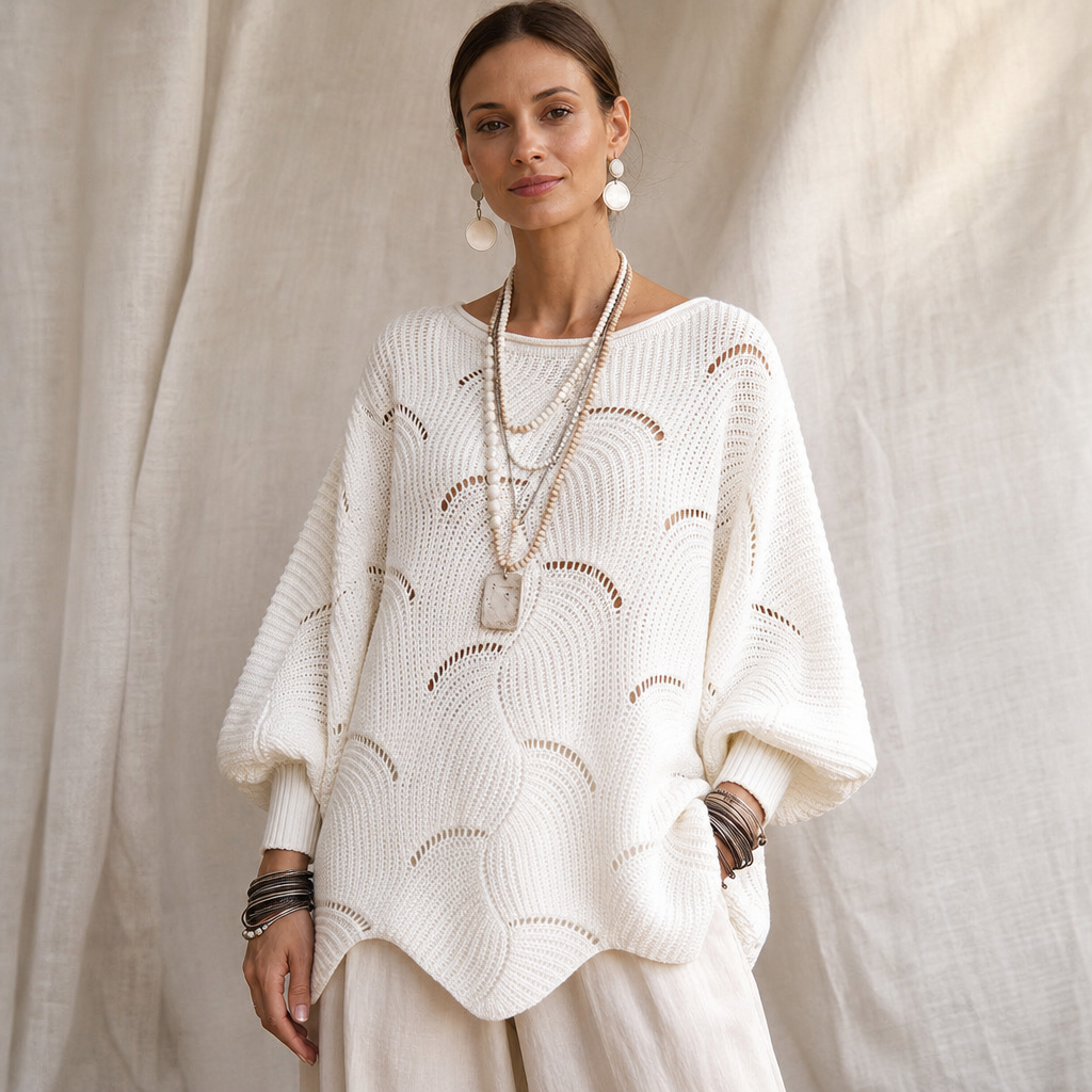 Wearbella – Sweter z Hollow Wave i rękawem Batwing