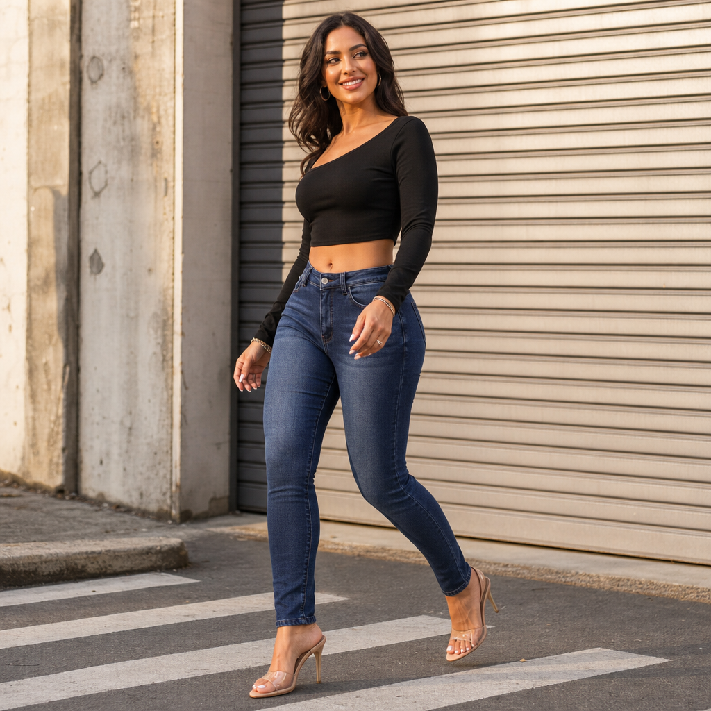 Plushden – Dżinsy Skinny z Fleecką w Środku