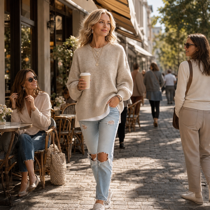 Wearbella – Sweter z opadającymi ramionami i lampionowymi rękawami