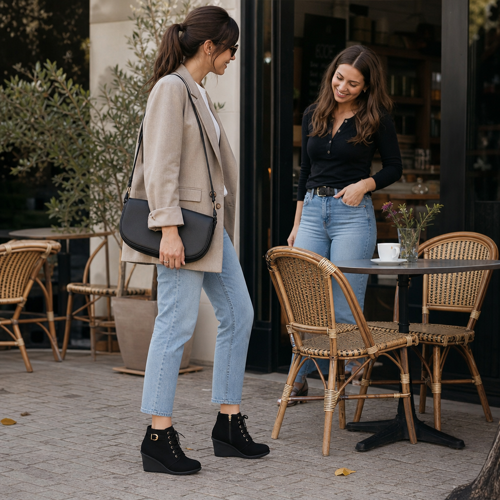 Wearluxe – Ukryte Botki na Koturnie z Zapięciem
