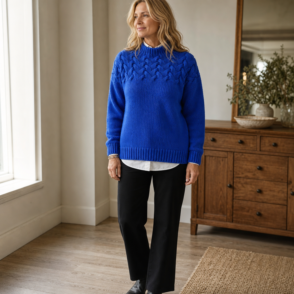 Cozette – Sweter z golfem pleciony w warkocze