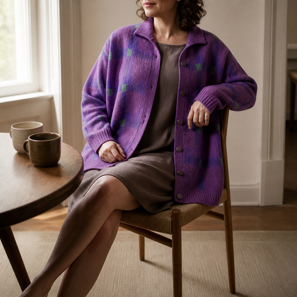 Collarhold – Oversized Kardigan z Kołnierzem, Który Zachowuje Swoją Formę