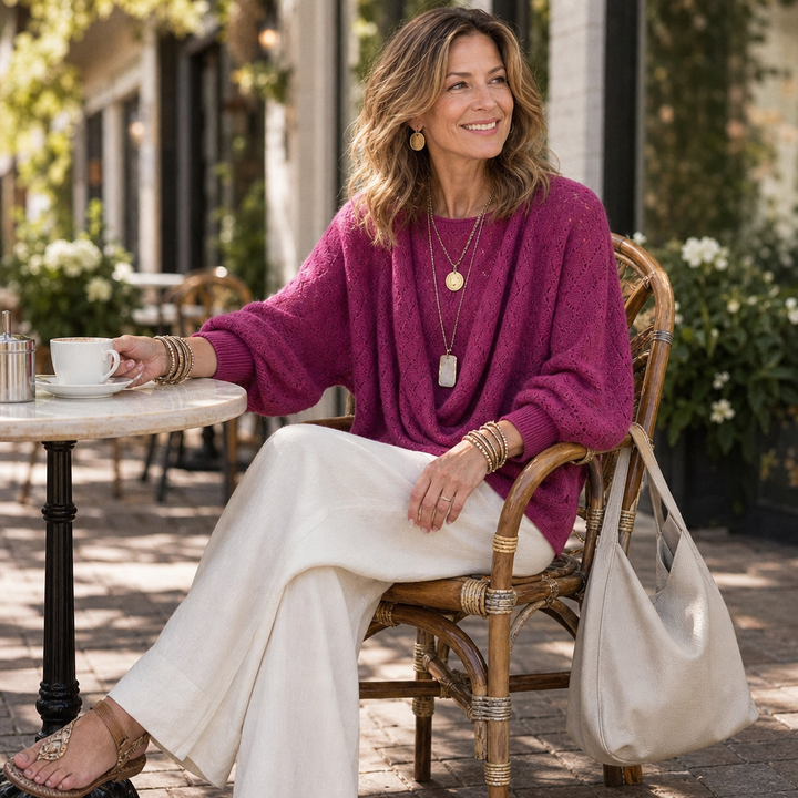 Cowl &amp; Bloom – Dzianinowy top z dekoltem w serek w diamentowy wzór