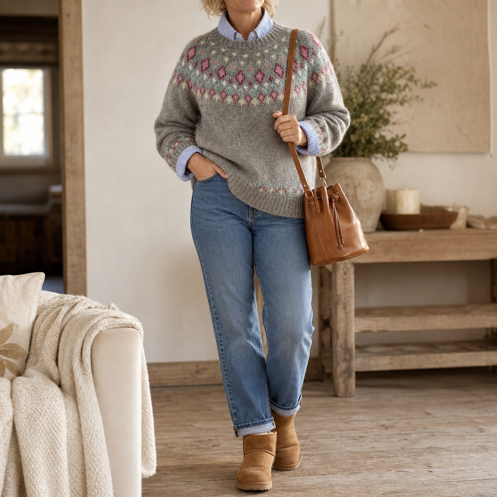 Mayfair Isle – Sweter z okrągłym dekoltem i wzorem Fair Isle