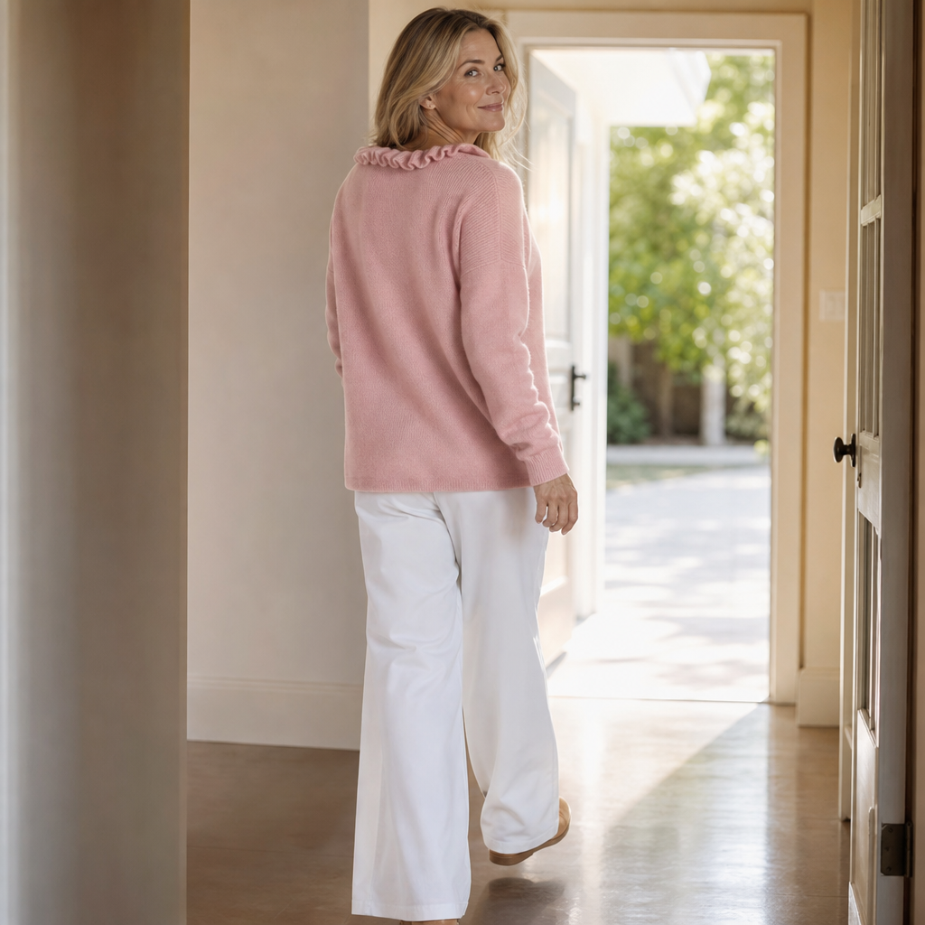 Wearbella – Kardigan z falbaniastym kołnierzem z dzianiny