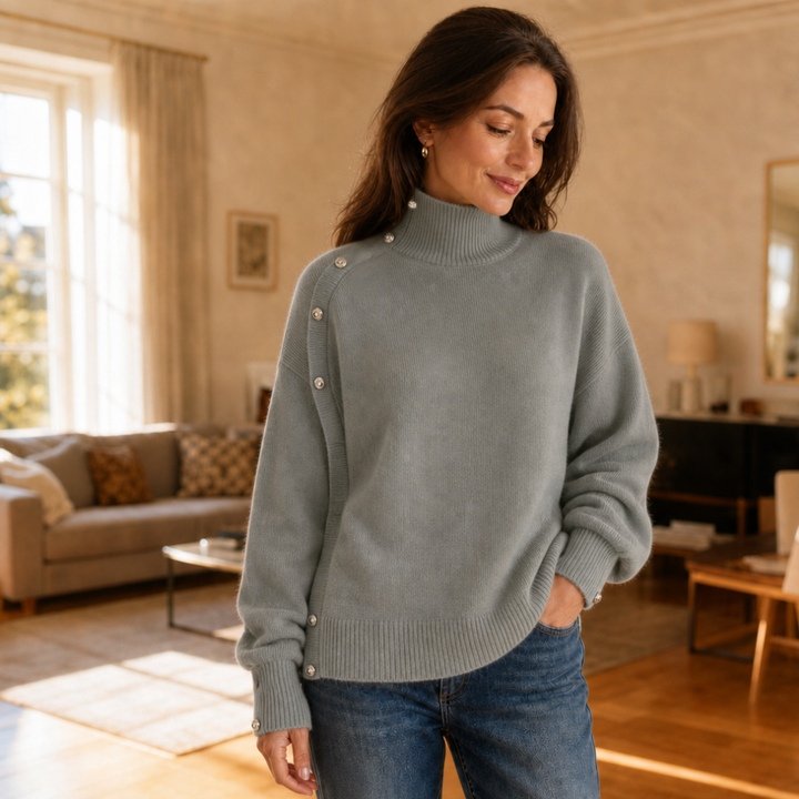 Marlowe – Sweter z wykończeniem na złote guziki w rozmiarze oversize