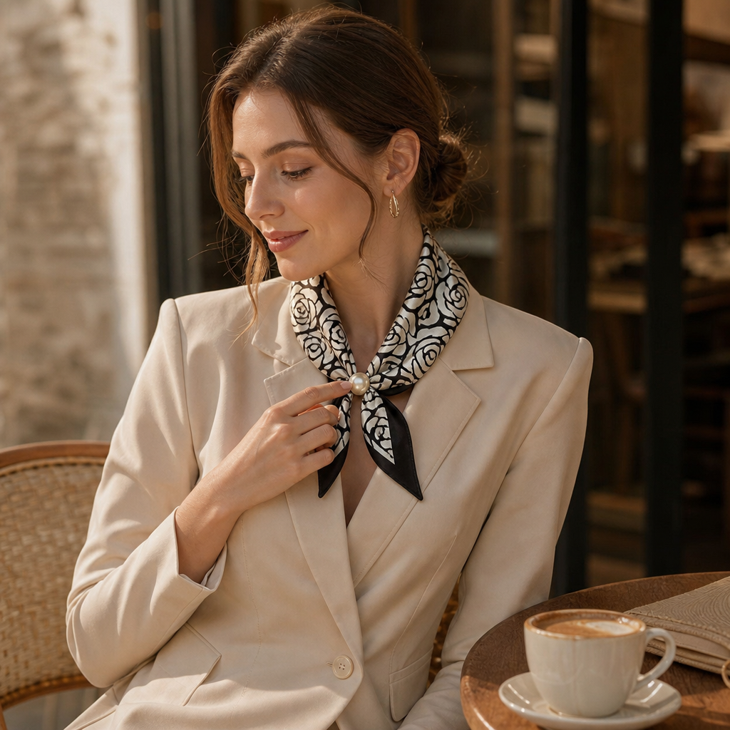 Pearluxe – Zapięcie do szalika z imitacją pereł