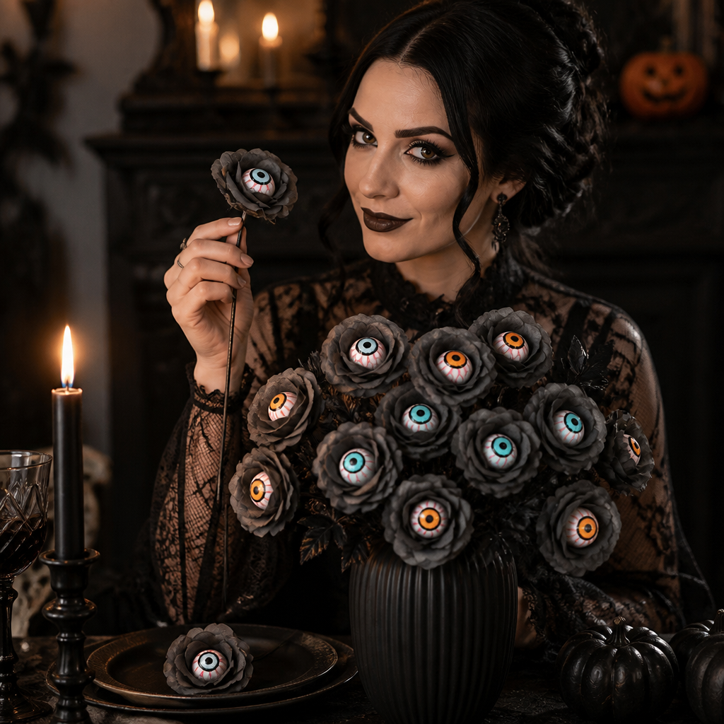 Occulis – Sztuczna Róża z Oczkiem na Stanie (2 Łodygi)