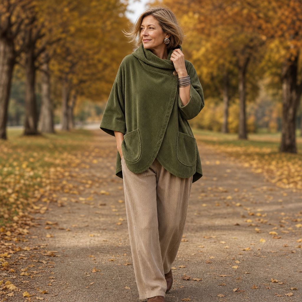 Draperly – Asymetryczny Poncho z Kapturem z Weluru