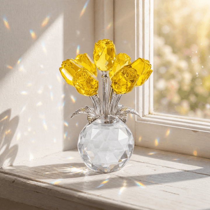 Lumirose – Bukiet Kryształowych Róż z Wazonem