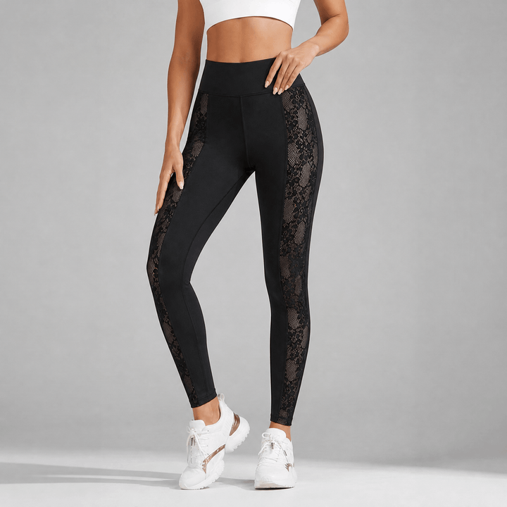 Luxefit – Legginsy z wysokim stanem i siateczkowymi panelami z ukrytą kieszenią