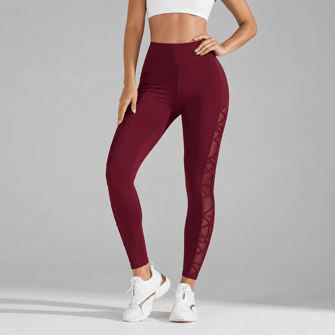 Luxefit – Legginsy z wysokim stanem i siateczkowymi panelami z ukrytą kieszenią