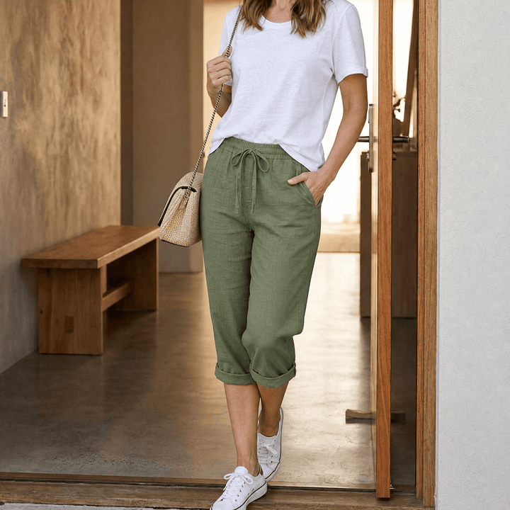 Lyora – Damskie Spodnie Capri dla Łatwego Codziennego Stylu