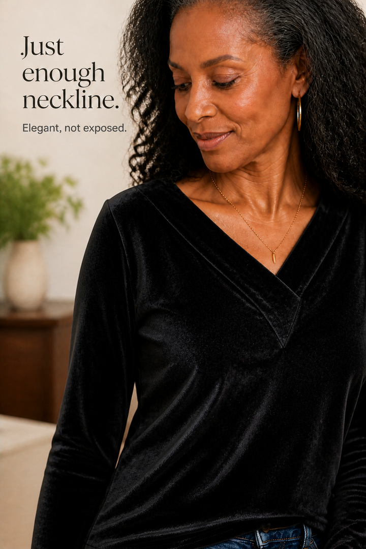 Shimmervelle – Top z dzianiny V-neck Shimmer
