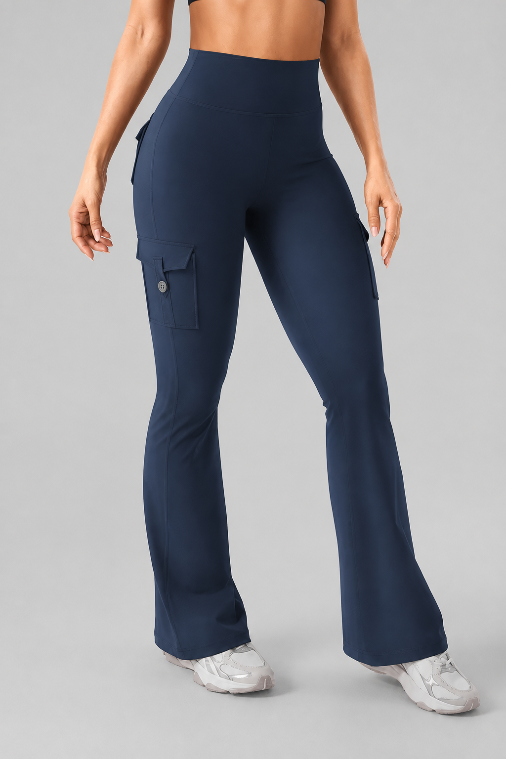 Curvana – Legginsy Cargo z Wysokim Stanem i Marszczeniem