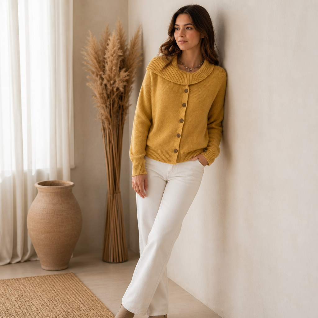 Draperie – Kardigan z dużym kołnierzem w stylu wodospadu