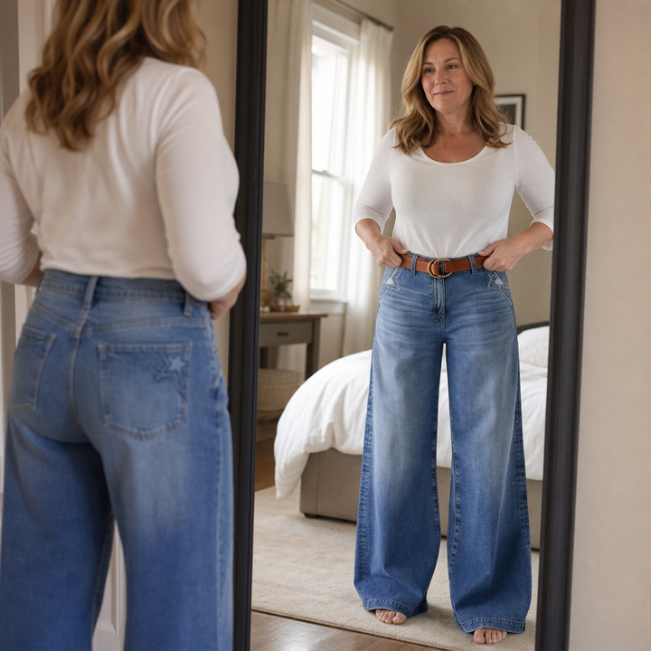 Wearbella – Dżinsy Vintage z Wysokim Stanem i Szerokimi Nogawkami