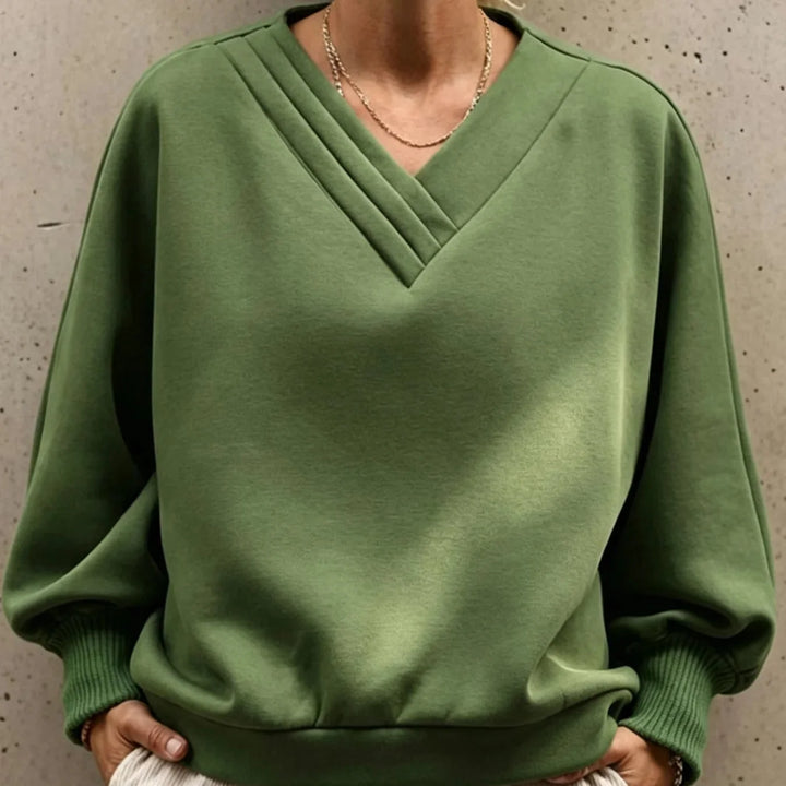 Wearbella – Sweter z plisowanym dekoltem w serek i balonowymi rękawami