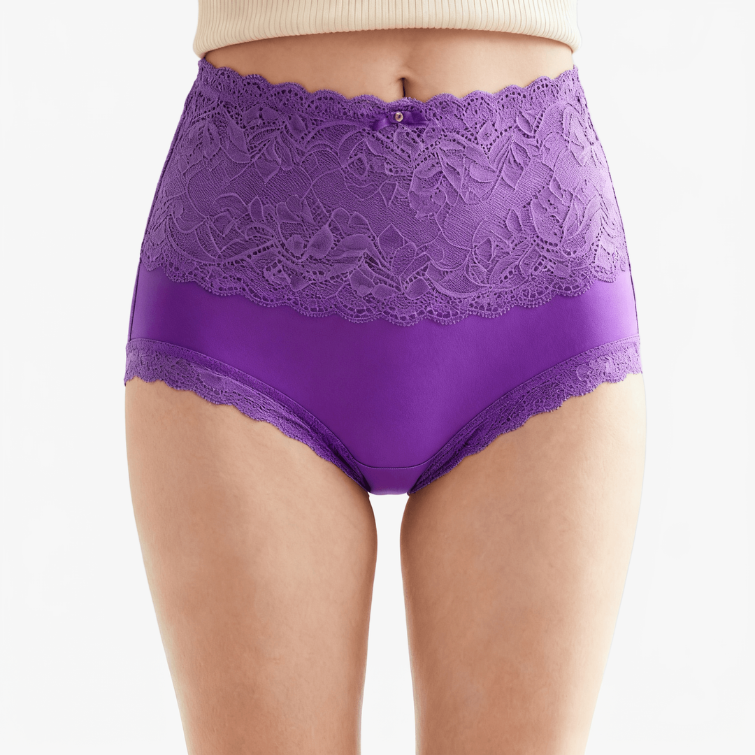 Lunelle – Kwiatowe koronkowe majtki z wysokim stanem 3-pak