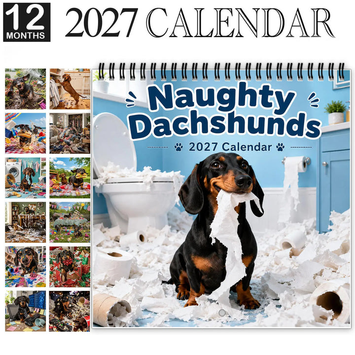 Dapper Dachshunds – Śmieszny kalendarz ścienny z dachshundami